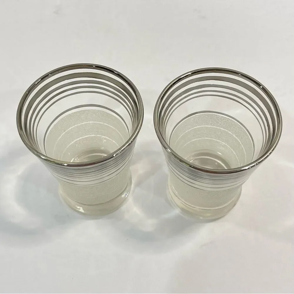 West Virginia Glass Frost Nip Platinum Cocktail Cordial Glasses Vintage Set of 2